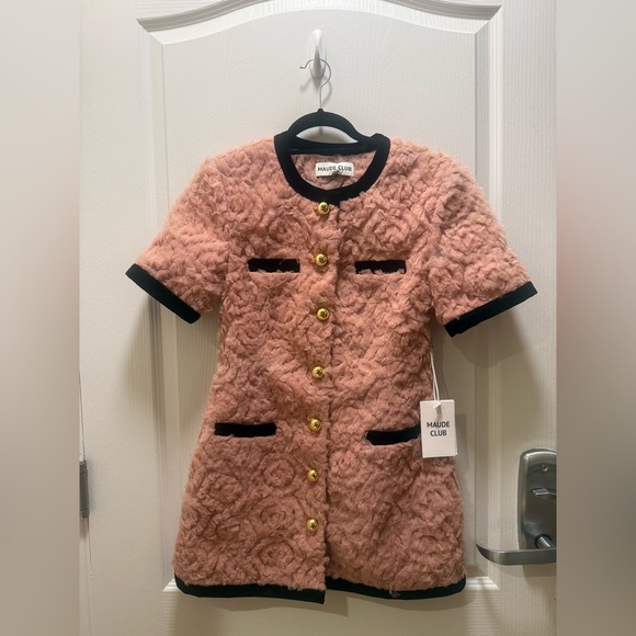 Maude Club Taylor Textured 3D Tulle Mini Dress in Dusty Rose Size S NWT - Picture 5 of 7